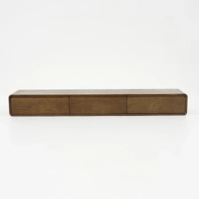 Mid Century Floating Wood TV Stand in Walnut with 3 Drawers