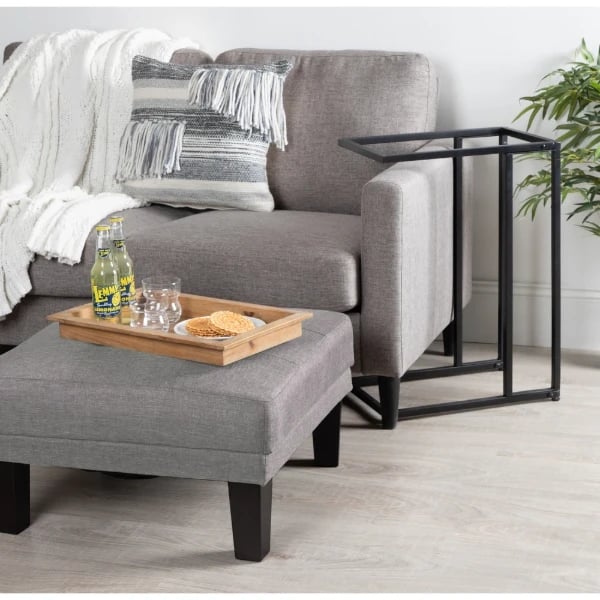 صورة طاولة جانبية كلامي خشب طبيعي مع معدن