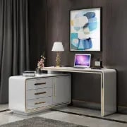 Picture of Laro – Modern Natural Wood Desk with File Cabinet & Drawers