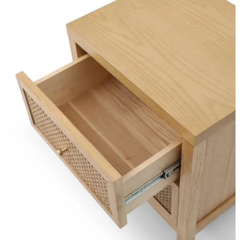 Rhea Natural woos & Rattan - Nightstand with 2 Drawers
