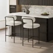 Vellor Upholstered Counter Stool – Black Frame