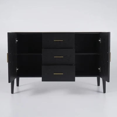 صورة ليسكو – بوفيه من الخشب الطبيعي بسطح رخامي ومقابض ذهبية