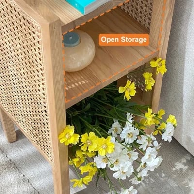 Picture of Klay Rattan Nightstand with natural wood