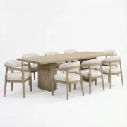 Elvara Dining Set – Natural Wood with Upholstered Chairs