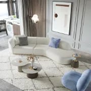 Picture of Mora Curved Sectional Sofa – Natural Wood Base