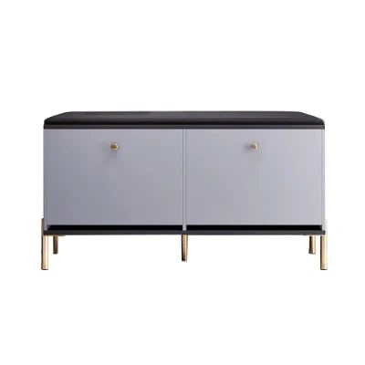Arvo – Natural Wood Storage Bench with Gold Metal Legs