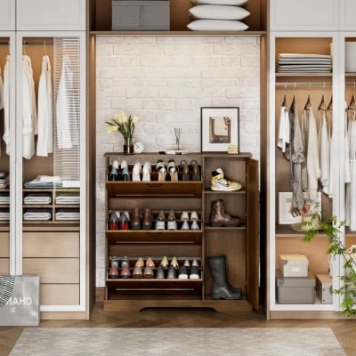 Montreil – Large Natural Wood Shoe Cabinet