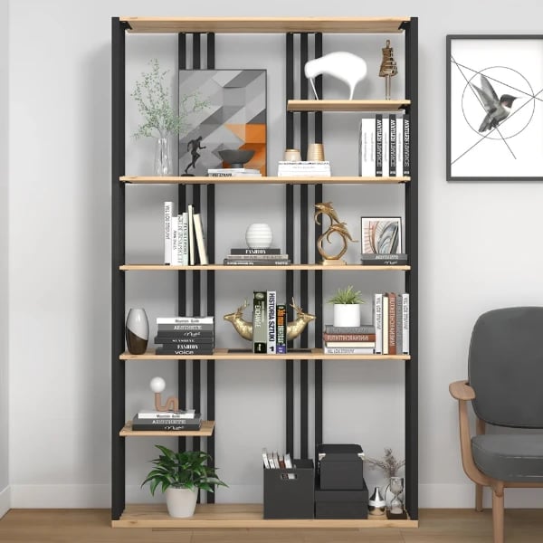 Picture of Paolo bookcase with shelves - natural wood