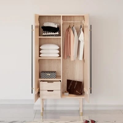 Picture of Levie Natural wood Wardrobe with 2 doors