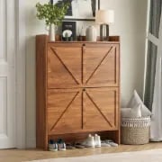 Varello – Wooden Shoe Cabinet with Geometric Front