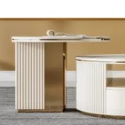Picture of Velmira Luxe Coffee & Side Table Set – Golden Elegance Meets Natural Wood Charm