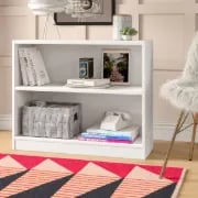 Paulica White Low Bookshelf – Natural Wood