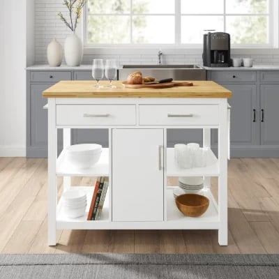 Flury Small Kitchen Island with storage