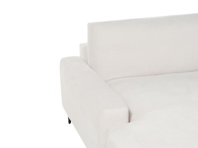 صورة مالڤينا كنبة قماشية على شكل حرف الـ – زاوية جانبية وقاعدة من الخشب الطبيعي