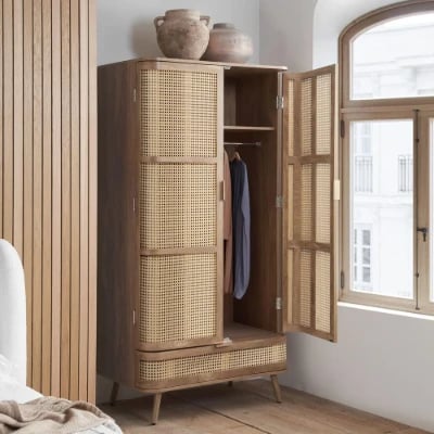 Picture of Arden Natural Wood & Rattan Wardrobe