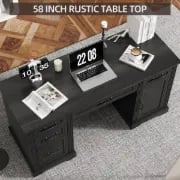 Heritage Black Executive Desk – Natural Wood