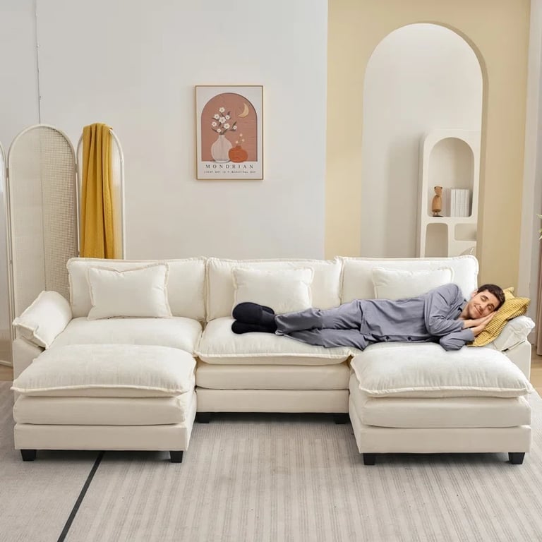 صورة كنبة (ركنة) بلانتوس على شكل حرف يو – خشب طبيعي