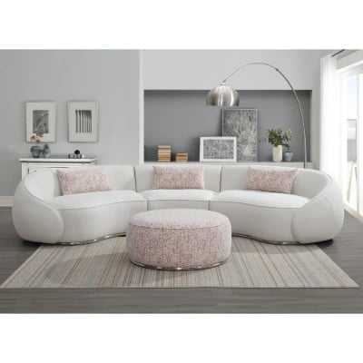 Luna Curved Sectional Sofa – Modern Design with Circular Cushions