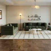 Verdi Sofa Set – Two Sofas in Modern Design made of Natural Wood with Gold Legs