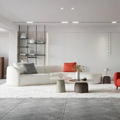 Picture of Mora Curved Sectional Sofa – Natural Wood Base