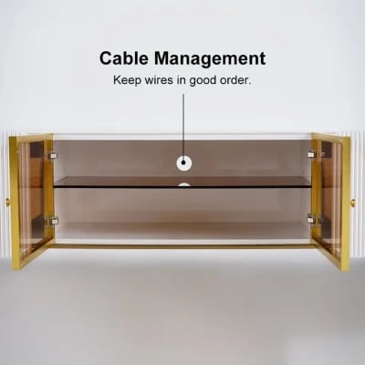 صورة طاولة تليفزيون بيضاويه حديثه باليي - خشب طبيعي