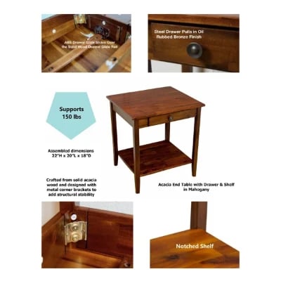 Picture of Aidan Natural wood side table - One drawer