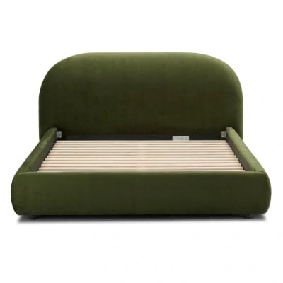 Genoa Upholstered Bed with Rounded Headboard – Natural Wood