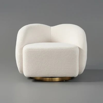 Picture of Auraya Swivel Accent Chair – White Elegance with Gold Base