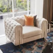 Évianne – Sofa & Armchair Set with Elegant Gold Accents