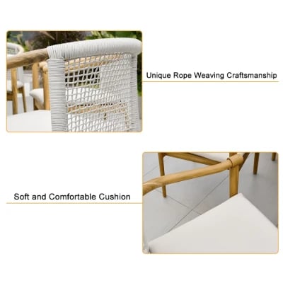 صورة طقم طعام خارجي خشب طبيعي ـ سولانا