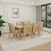 Lioren Dining Set – Natural Wood & Rattan Simplicity