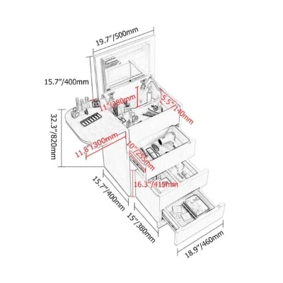 Picture of Nordic dresser with stool and mirror