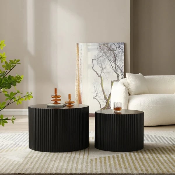 صورة آڤارا  طاولات متداخلة دائرية من الخشب الطبيعي