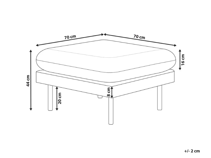 Cielo – Elegant and Comfortable Ottoman with Natural Wood Frame and Metal Legs