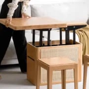 Picture of Perla Coffee Table – Natural Wood & Rattan with Storage Drawers