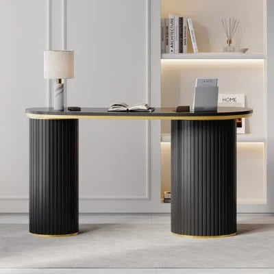 صورة هيتاتشي – مكتب مكتبي من الخشب الطبيعي مع قاعدتين جانبيتين