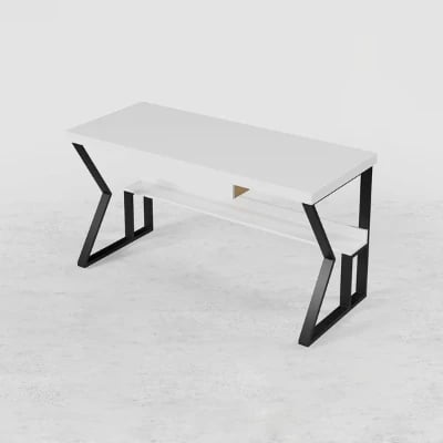 صورة داريل – مكتب كتابة من الخشب الطبيعي مع رف ودرج