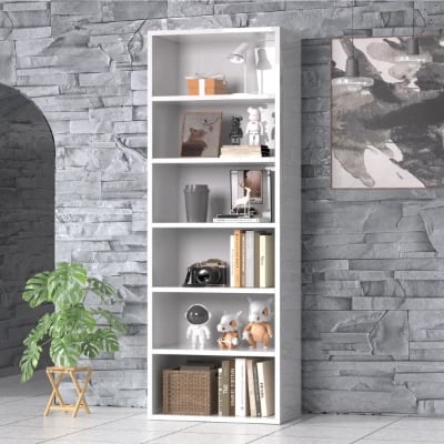 Livengon Tall Modern Shelf Unit – Natural Wood