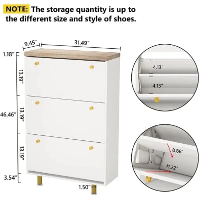 WalnutBlack 24 Pairs Solid + Manufactured Wood Shoe Storage Cabinet