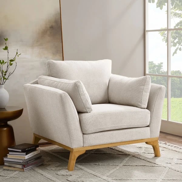 صورة .كلير كرسي بذراعين- من الخشب الطبيعي