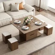 Picture of Landro  Natural Wood  Coffee Table with Drawers