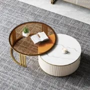 Celesta Natural Wood Round Coffee Table & TV table Set