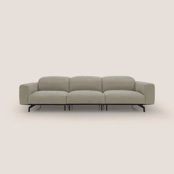 صورة أوليفارو – كنبة بثلاثة مقاعد بتصميم منخفض – بلون بيج رملي وأرجل سوداء مطفية