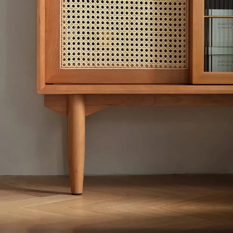Patrick Storage Cabinet Natural Wood with Rattan
