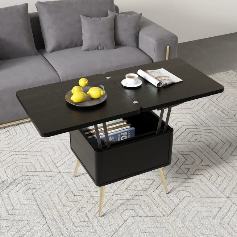 Lunaro – Coffee Table with Dual Lift-Top Surface | Natural Wood