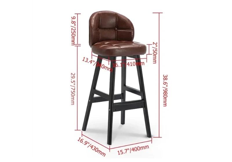 Picture of Rivano Bar Stool – Leather with Wooden Base
