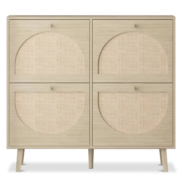 Picture of Orbital Shoe Storage - Natural wood with Rattan