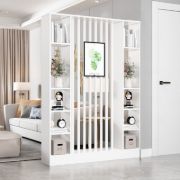 Merin – Natural Wood Room Divider with Shelves on Both Sides