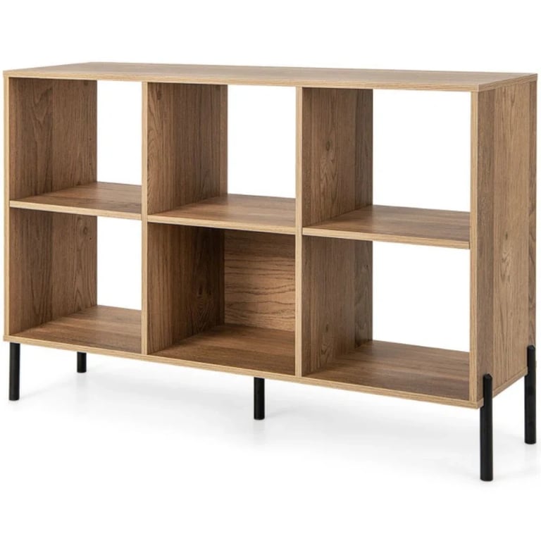Levo – Modern Natural Wood 6-Cube Display Bookcase