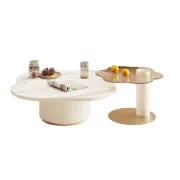 Eclipse – Modern Coffee Table Set with Marble-Effect Top – Natural Wood